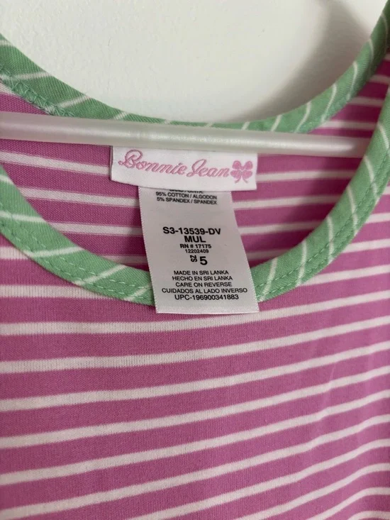 Bonnie Jeans Girls Spring Striped Dress Size 5, Color Block Tiered Easter Dress - Picture 5 of 6